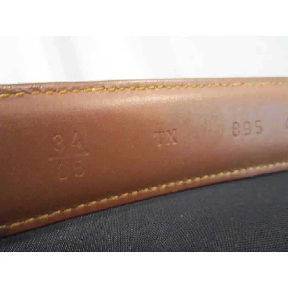 Trafalgar Brown Stitched Leather Brass Buckle Belt Men Sz 34, 33